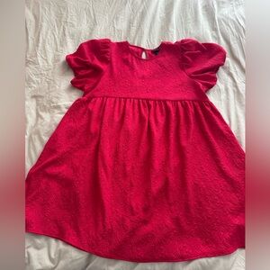 Who What Wear Red Babydoll Dress with Cap Sleeves and Pockets